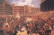 John Charlton God Save the Queen Queen Victoria arriving on the occasion of the Diamond Jubilee Thanksgiving Service 22 June 1897 (mk25) oil painting